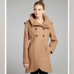 Beige Camel Soia & kyo hood wool coat with pockets Bergi Tulip double breasted